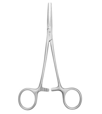 Затискач кровоспинний, вигнутий, 125 мм, Halstead